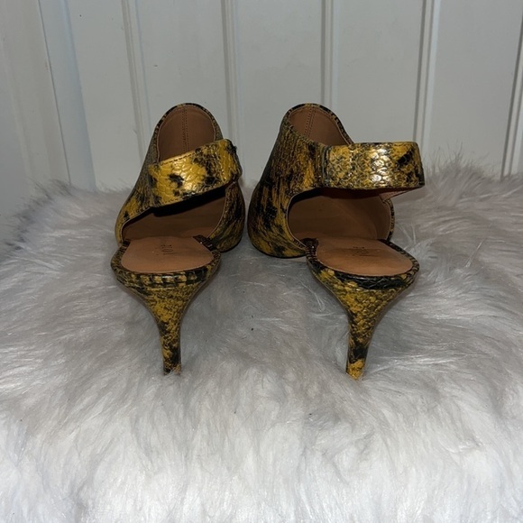 JOIE Rines mustard yellow/ black snakeskin print slingback pointed heel sz 38.5 - Picture 5 of 14